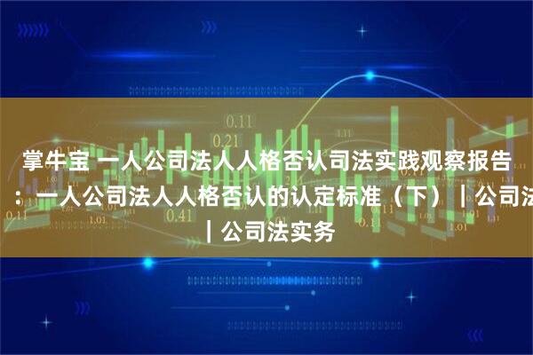 掌牛宝 一人公司法人人格否认司法实践观察报告（四）：一人公司法人人格否认的认定标准（下）｜公司法实务